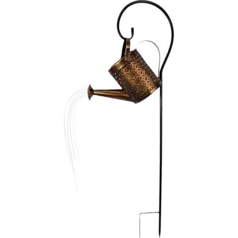 EASYCOMFORT Guirlande lumineuse solaire LED étanche en métal style rétro pour arrosoir avec support - Décoration jardin terrasse cour allée lanterne plante (1/5)