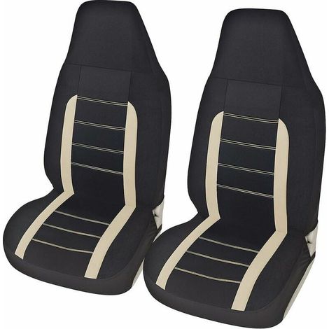Housses de siège de voiture avant universelles Triomphe - Ensemble de housses siège auto universel - Accessoire voiture tuning - Beige (1/4)