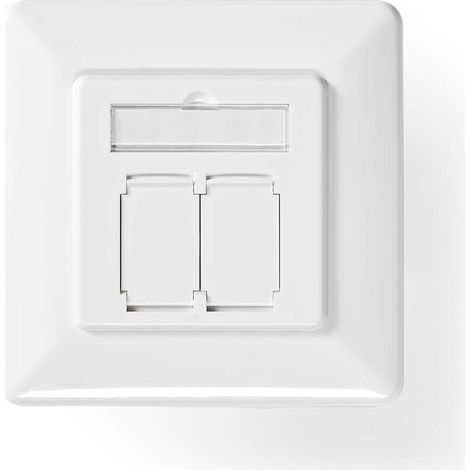 Nedis Netzwerk-Wanddose / Unterputzmontage / 2-Port port(s) / CAT7 / Gerade / Buchse / Vergoldet / PVC / Elfenbein / Box