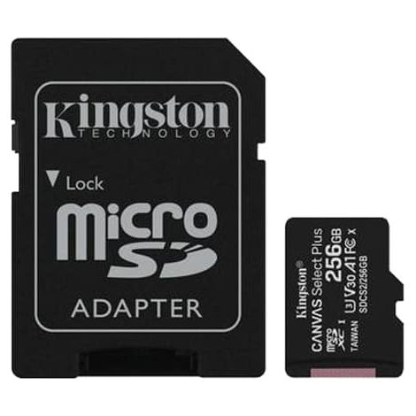 Carte micro sd kingston canvas select plus 256gb avec adaptateur sd-sdcs2256gb (1/9)