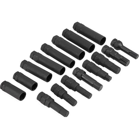 Kit complet de 16 pièces pour écrous antivol de roue de voiture et outils de démontage de cylindres de serrure (1/5)