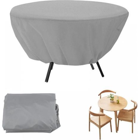 Waterproof Round Garden Table Cover, (Grey) 127×58cm, Patio Furniture Dust Cover and Outdoor Cover, (1/3)