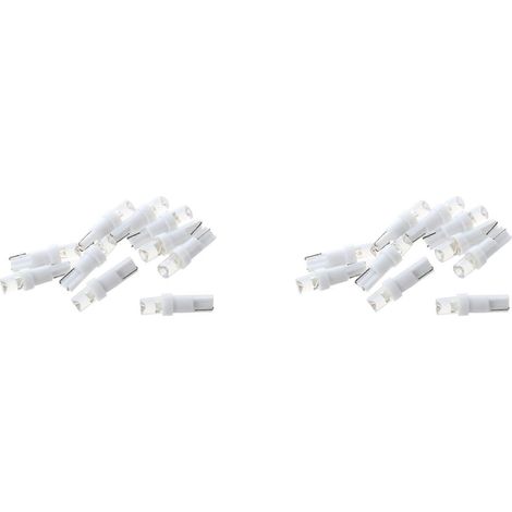 20 LED T5 W1,2W W3W 1 SMD pour tableau de bord, éclairage intérieur de voiture, blanc, 12 V