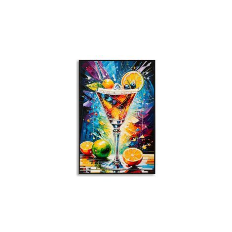 Impression sur toile, style cocktail, laquée, avec cadre -a- 62x3,5 x92 (1/5)