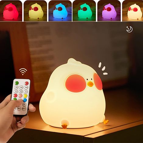 Lampe canard mignonne, veilleuse LED, cadeau de Noël pour enfants, lampe tactile, décoration de chambre/maison, avec télécommande, lumière colorée (1/5)