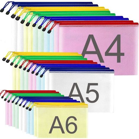 Ecleanfy - Sélection de 30 sachets à fermeture éclair A4, A5, A6, en plastique (couleurs : A4, A5, A6) (1/5)