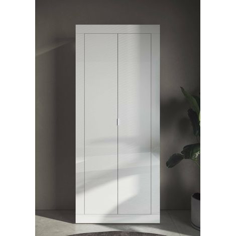 Dmora - Armario 2 puertas Contea, Muebles de dormitorio, Vestidor, Armario de ropa, Made in Italy, 78x35 h185 cm, Blanco brillante (1/5)