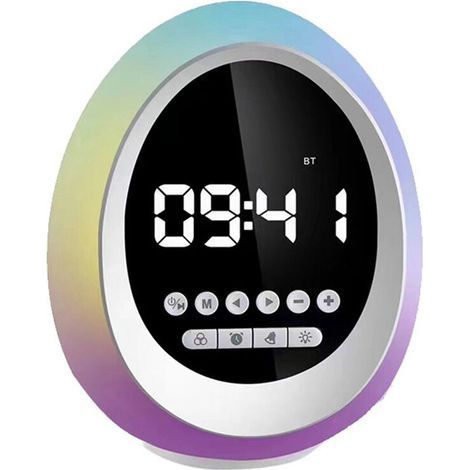 Nouveau Haut-Parleur avec Lumière D'Ambiance Colorée RVB, Horloge Sans Fil, Réveil, Carte Cadeau, Petit Haut-Parleur (1/2)