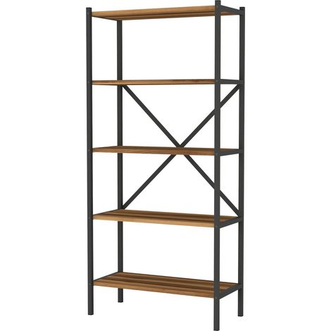 Estante de cocina de 5 niveles 160 x 66 x 34 cm efecto nogal / antracita 030006973