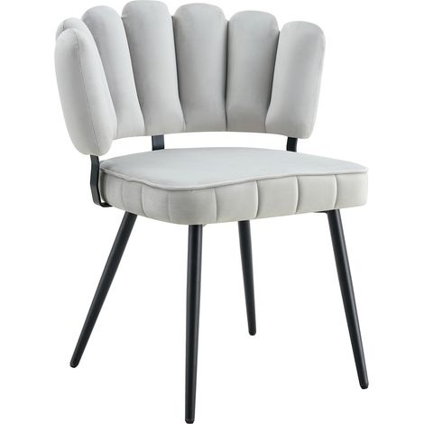Ensemble table ronde 60 cm MDF avec 2 chaises salle à manger velours gris clair pieds métal noir (1/5)