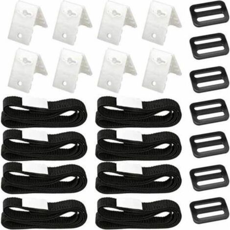 Kit de montage 8 pièces pour couvertures solaires de piscine : bandes adhésives en nylon, plaques de fixation et boucles pour la fixation de la couverture solaire.