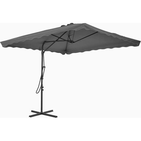 TRADE SHOP - Ombrellone Quadrato Da Esterno Giardino Palo Decentrato Con Base Grigio 2.5 X 2.5mt 425003 - (1/5)