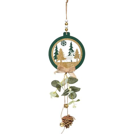 Weihnachten Thema lange hölzerne Blatt Apfelbaum 2 Sortiment - Grün