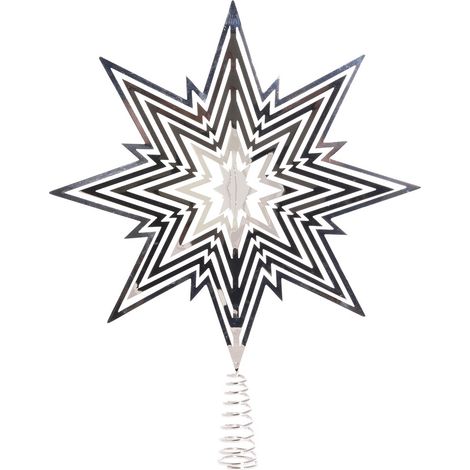 Riffelmacher & Weinberger – Cimier de sapin de Noël silhouettes d'étoiles – Argenté, H 33 cm, métal