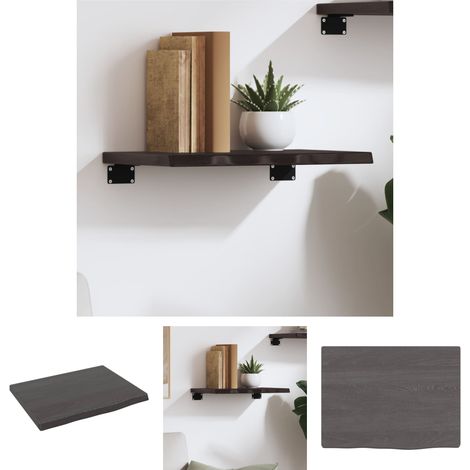 The Living Store - Wandregal Dunkelgrau 40x30x2 cm Massivholz Eiche Behandelt (1/5)