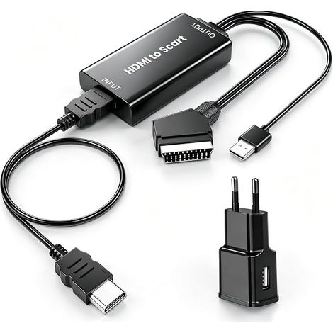 AMANKA Adaptateur HDMI Peritel Convertisseur HDMI vers peritel Full HD 1080p Convertisseur Audio vidéo pour HDTV STB VHS Xbox PS3 Sky DVD Blu-Ray etc (1/5)