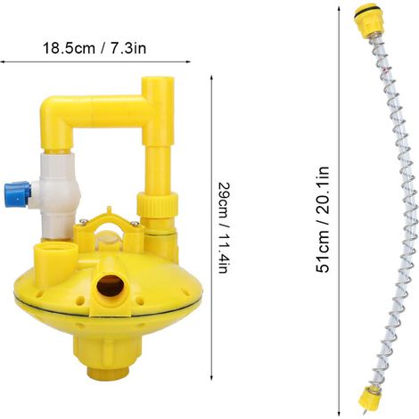 29 cm langer Wasserdruckregler aus ABS-Kunststoff für Hühner, Enten und Geflügel mit sicheren Anschlüssen und Verbindungsschläuchen