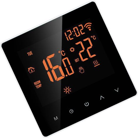 Thermostat intelligent Contrôleur de température numérique Écran LCD Écran tactile Semaine Thermostat de chauffage électrique programmable pour maison, école, bureau, hôtel 16A, Orange, Wi-Fi, contrô (1/5)