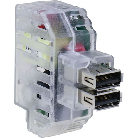 Keystone Einbaunetzteil 2 USB-A Buchsen 2,4A Transparent Fanton 82892