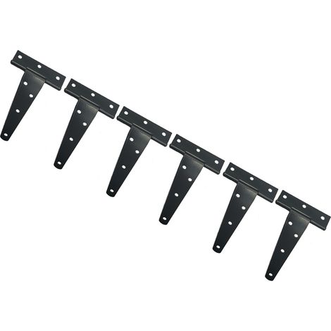Paquete de 6 bisagras para puertas de granero de hierro galvanizado de 5 pulgadas con cojinete triangular ranurado (1/5)