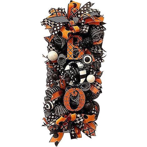(noir, 50 x 20 cm)Couronne festive d'Halloween pour porte d'entrée, fête de vacances, décoration de bienvenue avec design effrayant (1/5)
