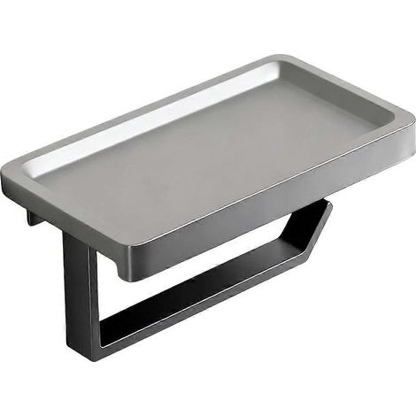 Porte-papier toilette mural foncé avec étagère, en aluminium de qualité supérieure, idéal pour la salle de bain et la cuisine. (1/5)