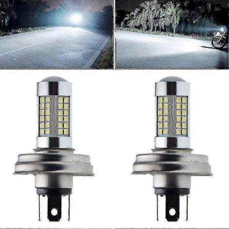 Lot de 2 ampoules LED P45t R2 66 SMD pour phares de moto, feux de route/croisement, pour scooter et cyclomoteur, blanc 6000K, 6V/12V