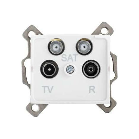 Prise TV-R-2xSAT – 4 sorties – Encastrée – ABS blanc – 64x69mm (1/3)