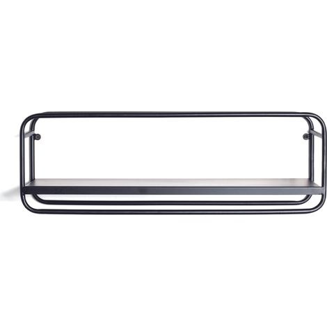 Etagère murale en métal coloris noir - Longueur 60 x Hauteur 20 x Profondeur 15 cm -PEGANE- (1/5)