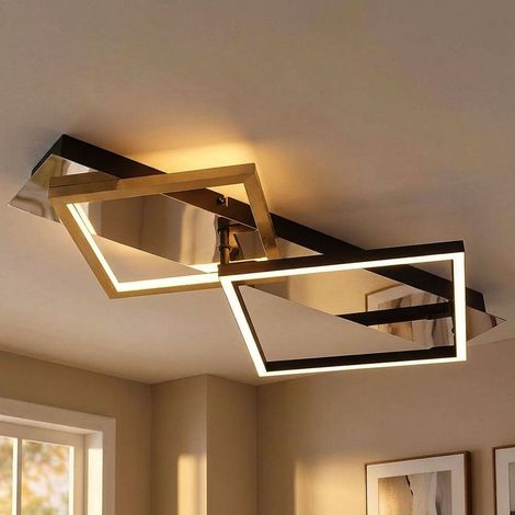 Plafonnier plafonnier lampe design noir or lampe de salon chrome L 59 cm (1/5)
