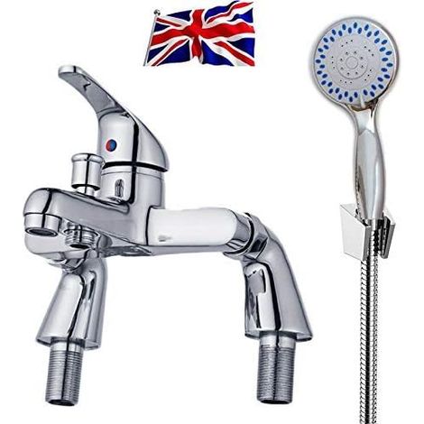 Modern Bathroom Bath Shower Filler Mixer Tap Single Lever Chrome Solid Brass with Shower Handset and Hose Attachment (1/5)