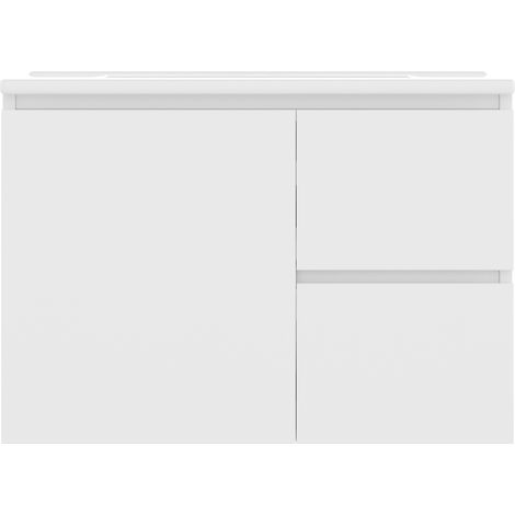 Mobile bagno sospeso 76x46x50 cm con lavabo integrato in ceramica bianco (1/5)
