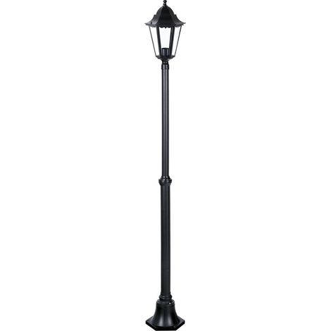 Lampione minerva 1 luce su palo nero opaco in alluminio pressofuso altezza 198 cm