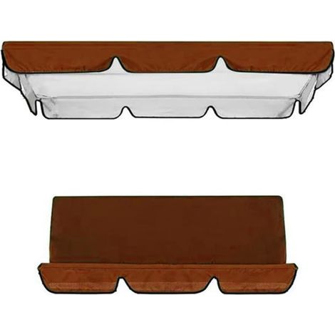 Ersatzset für 3-Sitzer-Schaukel mit verstellbarem Dach und Sitzkissen, für Gartenschaukel, 1 Sitzbezug und Bezug (braun, 164 x 114 x 15 cm/150 x 50 x 10 cm)