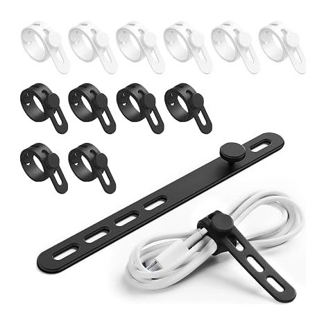 12 pièces câble en silicone réutilisable réglable avec boucle de verrouillage pour collage, cordon élastique, pour la maison et le voyage (1/5)