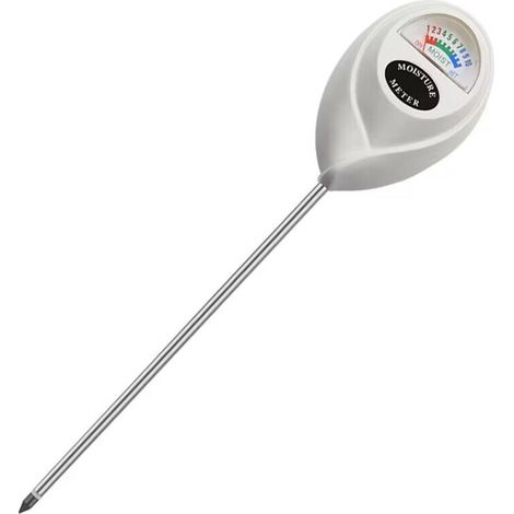 Humidimètre de sol, sonde longue pour l'intérieur et l'extérieur, jardin, ferme, pelouse, sans piles (blanc) (1/4)