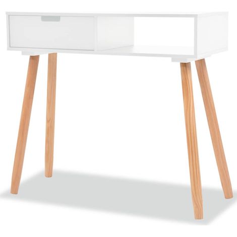 Table console-Table d'entrée Bois de pin massif 80 x 30 x 72 cm Blanc (1/5)