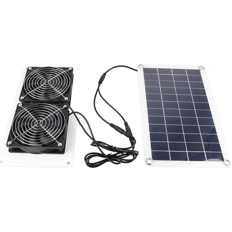10W 18V Doppelpropeller-Solarventilator, wasserdicht, für Hühnerstall, Gewächshaus, Tierhaus, tragbar (1/5)