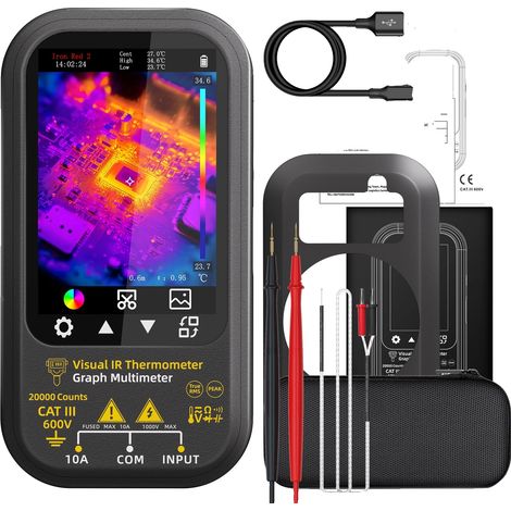 Multimètre thermique, résolution thermique 320x240, écran LCD tactile rotatif à 360 degrés, SH6 (1/2)