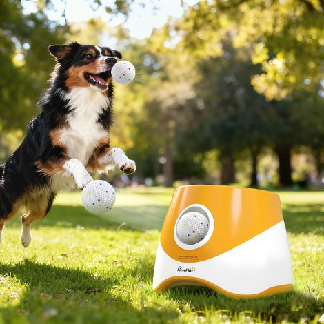 Lanceur Automatique de Balles pour Chiens Petits et Moyens Orange (1/5)