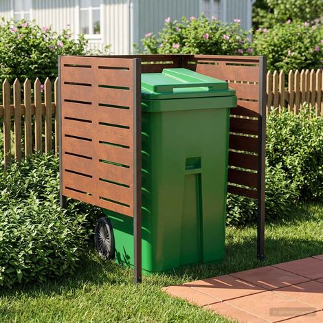 vidaXL Écran pour poubelle 85 x 85 x 113 cm Acier patiné Rouillé (1/5)