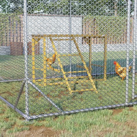 Area giochi in legno per galline con altalene e scala, 3-4 galline, naturale (1/5)