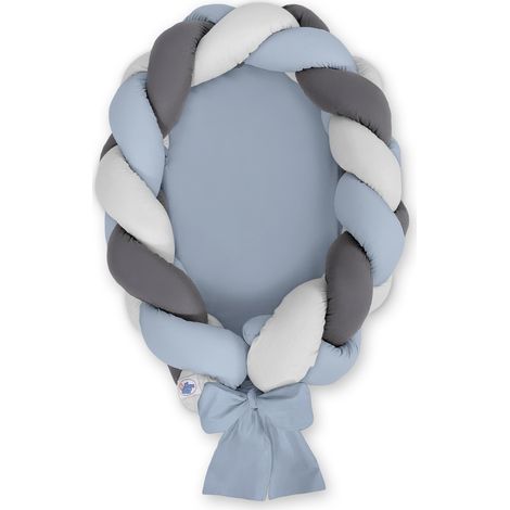 2-in-1 geflochtener Babykokon - schmutziges Blau-Grau-Anthrazit (1/2)