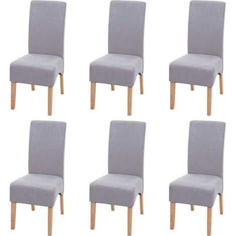 Set 6x sedie soggiorno moderno elegante Latina tessuto per sala da pranzo grigio chiaro gambe chiare