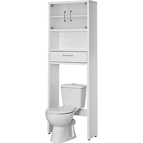 Meuble Gala 8950 Dimensions 194 x 65 x 25 cm Étagère de Rangement de Salle de Bain Armoire sur WC Blanc, Bois d'ingénierie, 1946525 (1/4)