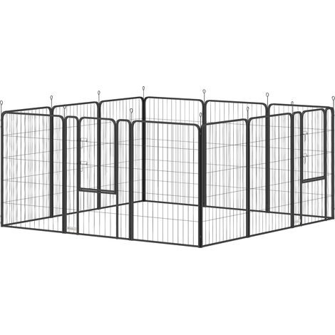 PawHut Recinto per Cani Pieghevole in Acciaio, 68x100 cm, Nero