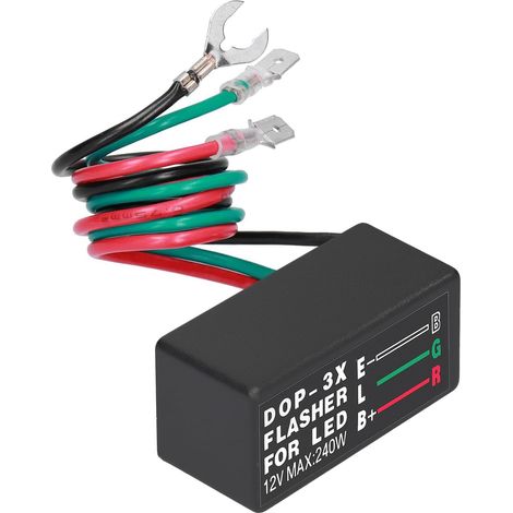 DOP-3X Flasher for 12V Max LED: 240W LED Flasher Relay Electronic LED Flasher Relay Fix Motorcycle Turn Signals Hyper Flash Bulbs