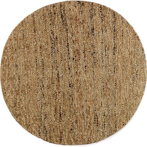 Tapis rond en laine et jute marron pour intérieur chaleureux - marron naturel fibres de jute