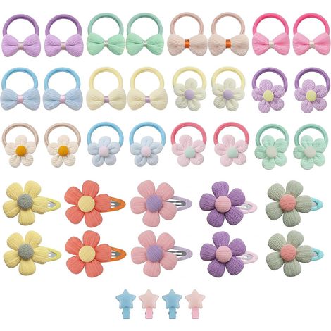 Set of 38 hair accessories for girls, including bows and flowers, hair ties and clips for toddlers, perfect as gifts (1/5)