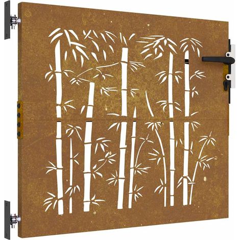 Portail de jardin，Portail de clôture，Portillon de jardin 85x75 cm acier corten design de bambou CFW92733 (1/5)